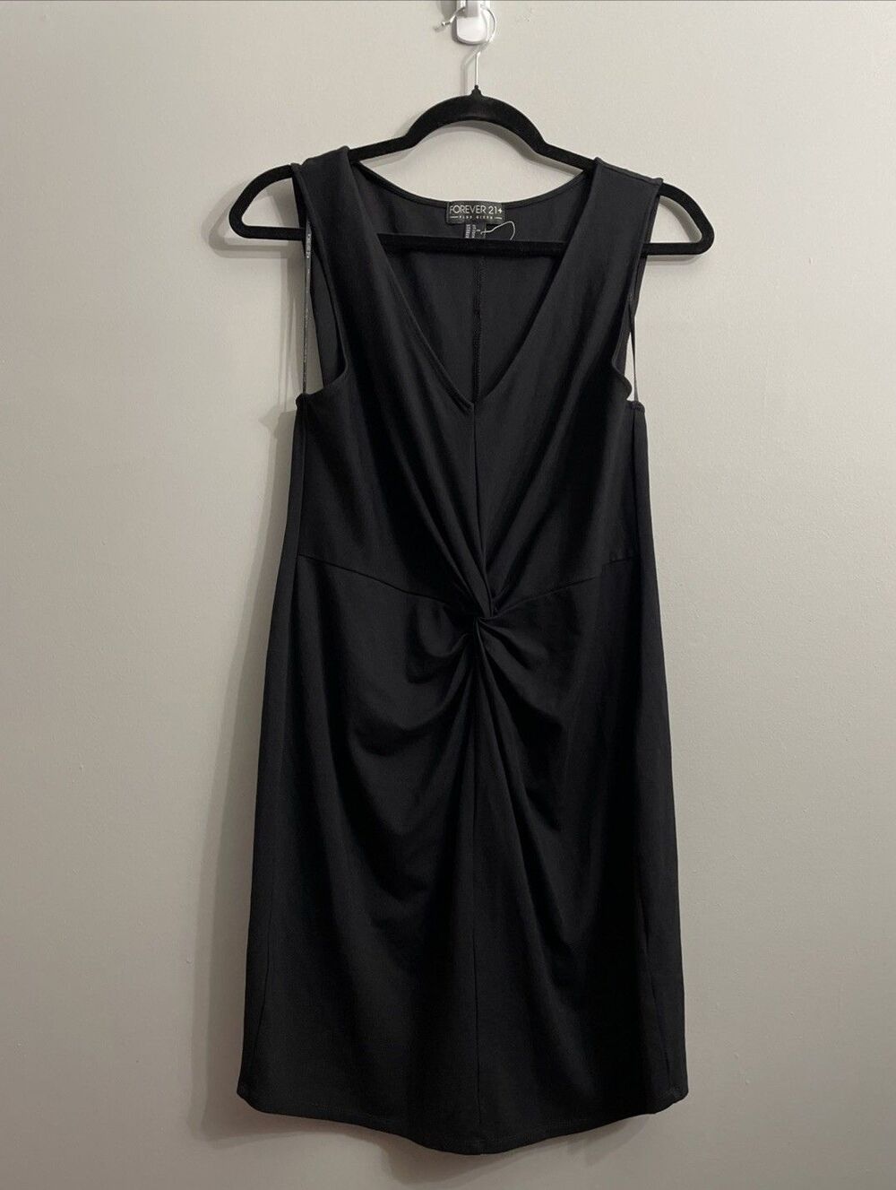 Forever 21 Plus Size XL Black Bodycon Dress Front Twist Y2K Clubwear Party Mini